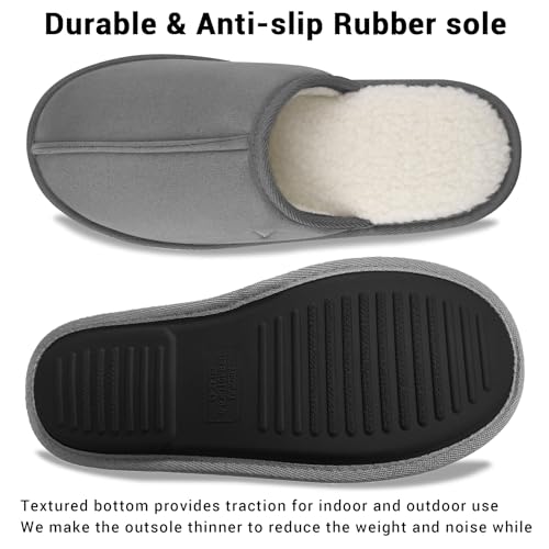 Image of Mens Scuff Slippers Micro Suede Memory Foam Slide Clogs Slip on Indoor Outdoor House Shoes