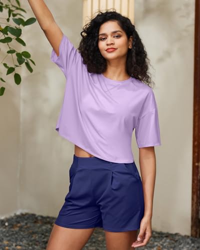 G4Free Lightweight Womens Workout Tops Loose Fit Short Sleeve Summer T Shirts Athletic Gym Tees Basic Yoga Shirts Casual4