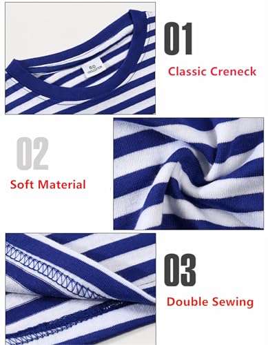 Unisex Kids Classic Striped T-Shirt Girls Boys Crewneck Cotton Jersey Tee3