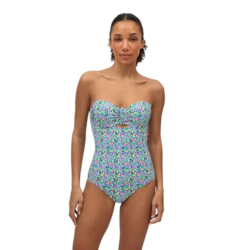 YSABEL MORA Bañador Reductor Bandeau Estampado Compresión Alta Moldea y Define Figura Estilo Bandeau Sin Aro Relleno Tirantes Desmontables Comodidad y Estilo Colección Isla Rossa