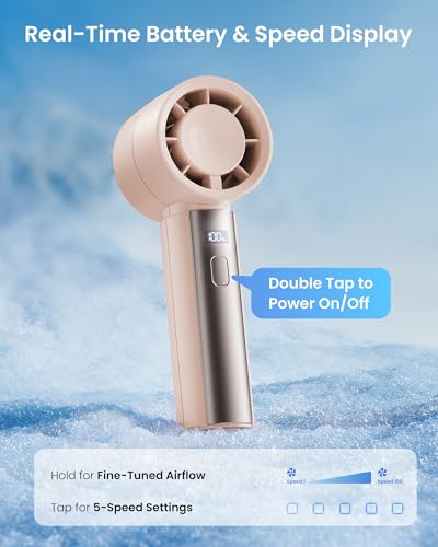 Image of Gaiatop Small Handheld Personal Fan, Powerful High Speed Turbo Cooling, 4000mAh USB Rechargeable Battery Powered Mini Portable Fan for Travel, Outdoor Essentials, Summer Gifts for Women Girls, Pink