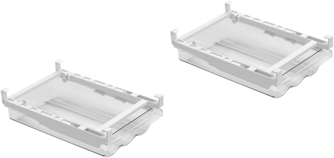 Uonlytech 2pcs Refrigerator Hanging Storage Box Transparent Drawer Container for Organized Kitchen Practical Holder to Keep Clutter Fridge