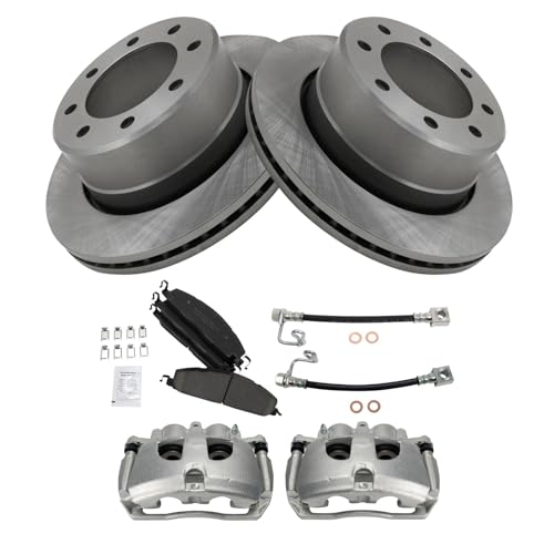 Image of TRQ Rear Brake Pad & Rotor Kit Ceramic Compatible with 2014-2014 Ram 3500