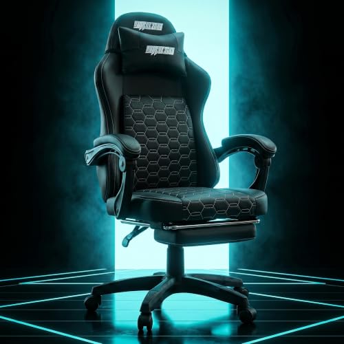 Image of DROGO Pulse Ergonomic Gaming Chair | High Back Office Computer Chair with Premium PU Leather, Adjustable Height & Linkage Armrest | Lumbar Support, 165 Recliner & Footrest | 1 Yr Warranty (Black)