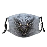 Fantasy Dragon Face Mask Dark Flame Dragon Masks with Filter Pocket Washable Adjustable Bandanas Bal