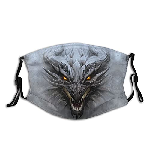Fantasy Dragon Face Mask Dark Flame Dragon Masks With Filter Pocket Washable Adjustable Bandanas Balaclava For Adults Men Women (Dragon-014, Medium) #TOP4