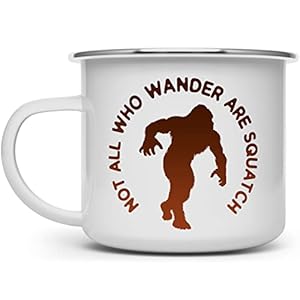Bigfoot Sasquatch Enamel Campfire Mug, Outdoor Camping Coffee Cup, Mountain Nature Hiking Camp Lover Gift (16oz)