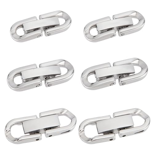 Gomakerer STAS-GO0001-24-US38 6 Pcs 3 Sizes 304 Stainless Steel Fold Over Clasps, Foldover Extension Jewelry Clasps Jewelry Extender Clasp cover