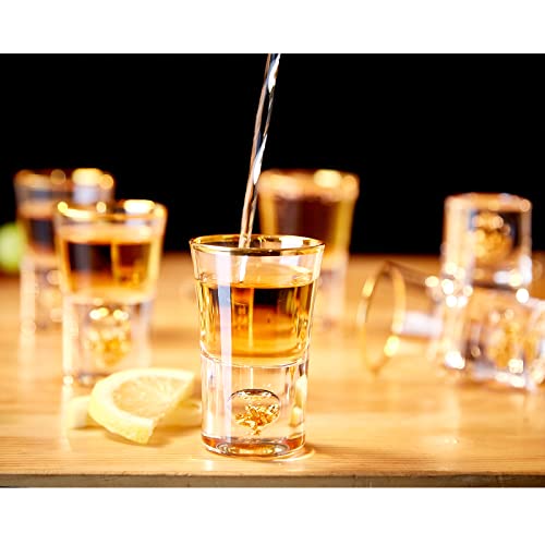 Dujust Shot Glasses (1.5Oz), Crystal Shot Glass Set Decorated With 24K Gold Leaf Flakes, Cool & Cute Shot Cups, Bpa-Free & Lead-Free, Perfect For Décor & Collection, Gift Choices - 6 Pcs #TOP5