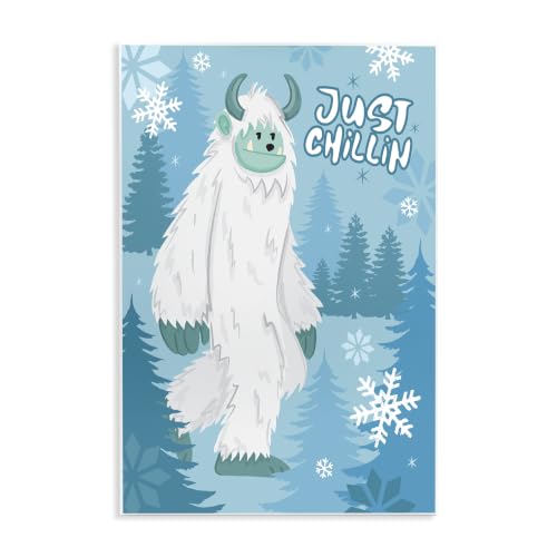 Funny Winter Yeti Holiday Humor, 13 x 19 Inch Mounted Print on Wall Plaque