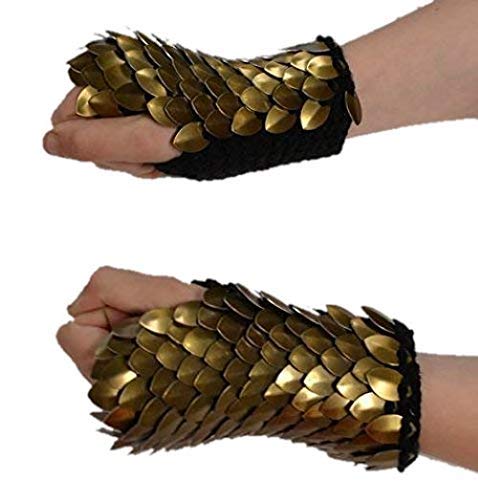 Armor Gauntlets in knitted Dragonhide scalemail -...