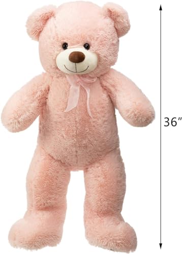 Image of RVA Teddy Bear Stuffed Animals, 3 Feet Big Pink Stuffed Bear Plush Toy with Footprint, Gifts for Kids, Wife, Girlfriends on Christmas Birthday Valentine's Day, 36 inch