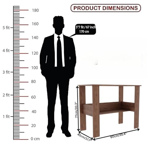 Image of SPYDER CRAFT Modern Specio Engineered Wood Study Table with Storage Shelf | Clean Minimalist Computer Desk for Home, Office, & Bedroom | Durable & Easy to Clean (Columbian Walnut) (Assembly DIY)