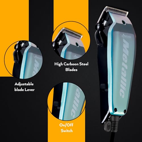 Image of ASBAH Men Professional Metallic Clipper | Corded Trimmer With 8 Guide Comb| One Year Warranty, Lifetime Repair & Services, Multicolour