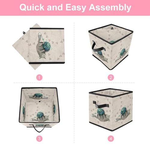 Boîte de rangement pliable chat pour jouets et vêtements