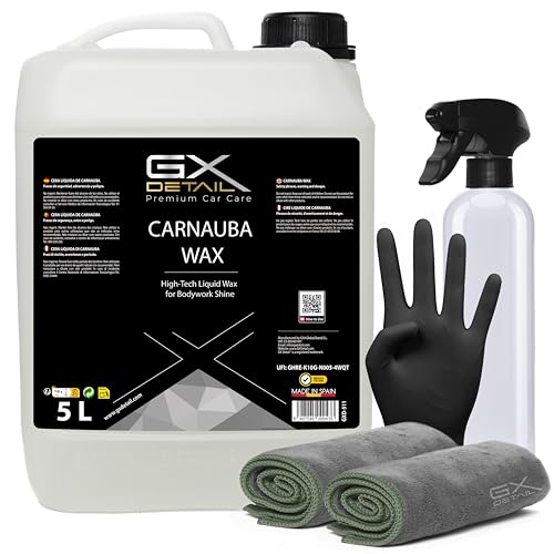 GxDetail Cera Líquida de Carnauba para Coche 5 Litros – Limpieza en Seco - Brillo Profundo y Protección Duradera – Acabado Hidrofóbico y Resistencia UV – Fácil Aplicación y Secado Rápido.