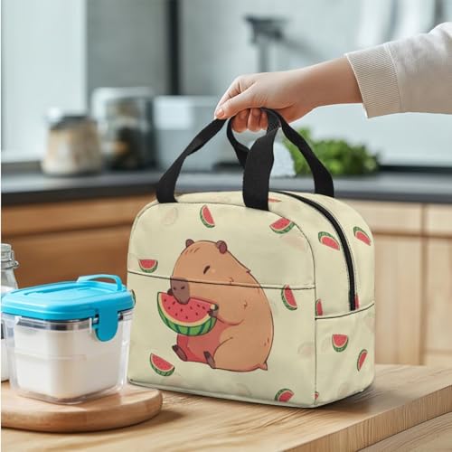 3 in 1 Backpack for Boys Girls,Capybara Print Kids'Backpack with Lunch Box Set for Boys and Girls 15 inch Backpack with Lunch Box and Pencil Case Casual Daypack for Students4