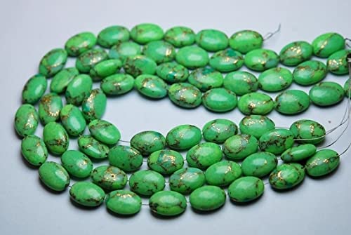 Turquoise cuivrée verte LKBEADS perles ovales lisses briolettes 7x9mm pour création de bijoux