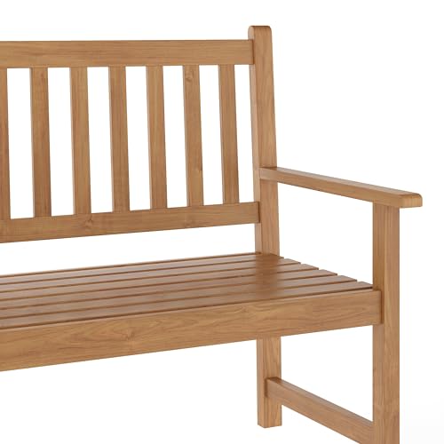 Flash Furniture Adele Commercial Indoor/Outdoor Acacia Wood Bench, 2-Person Slatted Patio Loveseat, for Use in Yard, Garden, Porch, or Park, Brown by Flash Furniture - Image 6