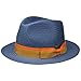 Produktbild LIERYS Calito Tricolour Strohhut Strandhut Sommerhut Sonnenhut Hut Damen/Herren - Made in Italy mit Ripsband Frühling-Sommer - L (58-59 cm) blau