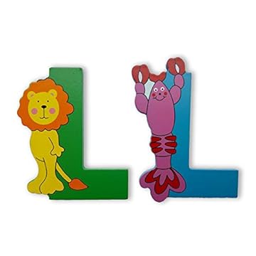 Vinsani® Wooden Jungle Animal Alphabet Letters Personalised Bedroom Wall Door Name (L)