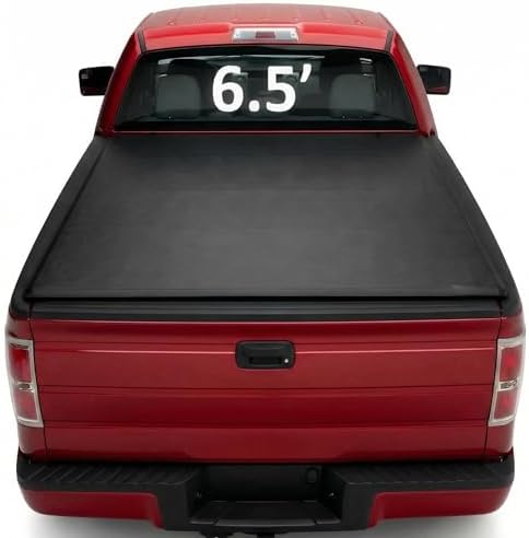 TRUXEN Soft Roll-Up Truck Bed Tonneau Cover for Ford F-150 2004-2014 6.5'(78.9") Bed Accessories, Waterproof Snowproof Roll Up Bed Cover with Reinforced Support Bars, No-Drill Pickup Truck Cover