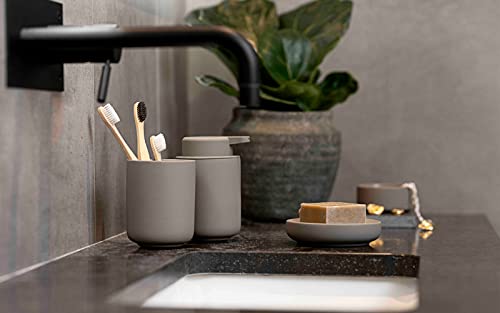 Image of ZONE DENMARK Nova One Toothbrush Mug | Sleek and Modern Bathroom Accessory | Revitalize Your Daily Routine with Scandinavian Elegance and Practicality Unite in This Soft Touch Coating (Beige (Taupe)
