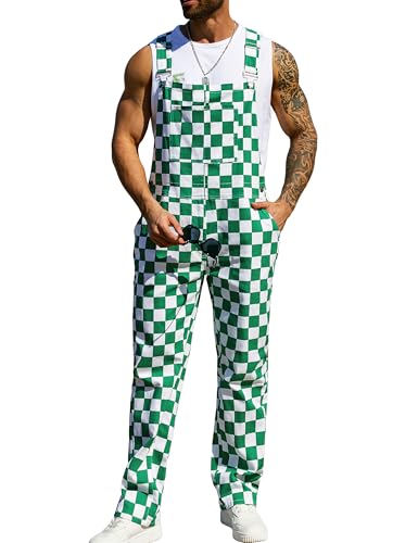 YXLUOKY Overalls for Men Work Bib Coveralls Stretchy Romper Fashion Jumpsuits Festival Outfit Holiday Gifts(Irish Green XS)