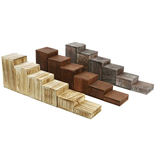 Mooca Wooden 6 Pcs Square Risers For Display Jewelry And Accessories Display Stand Wooden Display Risers, Wood Jewelry Risers Wood Figurine Display Risers, Oak #TOP7