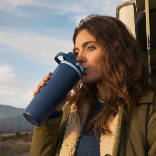 Image of FreeSip Gym Water Bottle 30oz with Built-in Straw & Chug Spout, Leak Proof Lock Lid, Carry Handle Travel Bottle for Fitness Workout Training Sports and Car Cup Holder(900 ML)