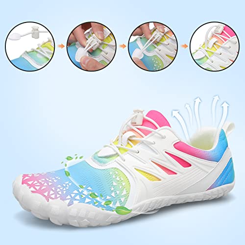 Image of L-RUN Womens Barefoot Water Shoes Mens Water Hiking Shoes for Outdoor Sports White M US (Women 9 Men 7)=EU40, A white Color, 9 Women /7 Men
