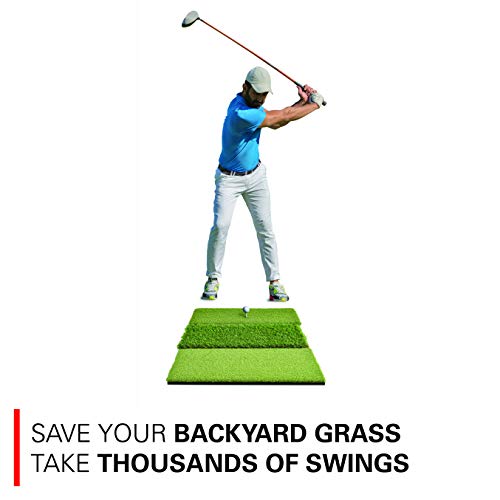 Rukket Tri-Turf Golf Hitting Mat Attack, Portable Driving, Chipping, Training Aids For Backyard With Adjustable Tees And 12 Foam Practice Balls (Xl (36" X 23.5") #TOP1