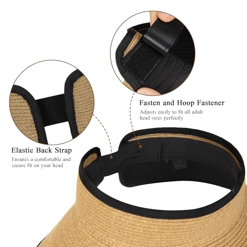 Visera de paja para mujer con ala ancha verano playa miniatura 4