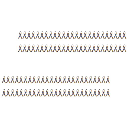 サテン自閉症啓発リボン パズルパターンピン 100個パック チャリティーイベントや社会啓発キャンペーン用