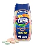 TUMS Antacid Chewable Tablets, Extra Strength for Heartburn Relief, Assorted Fruit, 96 count
