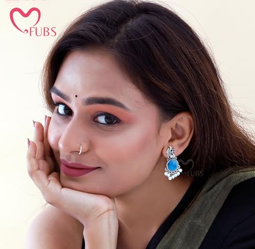 Image of FUBS Oxidized Designer Stud Earrings Set of 12 with Folding Jewelry Box