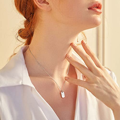 Prosilver Silver Dog Tag Pendant Hypoallergenic Minimalist B Necklace Initial Cute Choker Necklaces For Women #TOP1