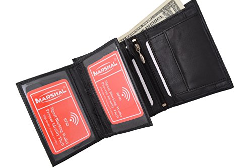RFID Blocking Premium Leather European Style Bifold Trifold Wallet with ID Window (Croco Black)3