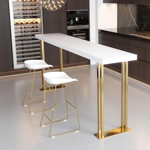 Mesa de bar industrial con parte superior de madera maciza y base de metal, moderna mesa de comedor y cocina de alta calidad
