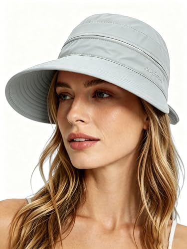 Femmes Dames Chapeau de Soleil Réglable Casquette Visière Pliable Large Bord Protection Solaire Respirant Cap d'été UPF 50+ Anti-UV pour Voyage Vacances...