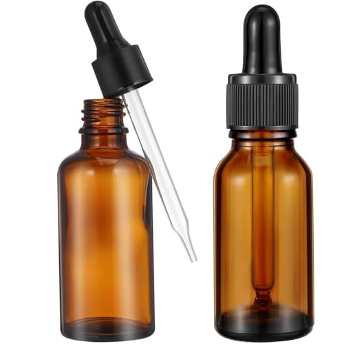 ZIOYANE Lot de 2 flacons en verre ambré avec compte-gouttes, rechargeables, 30 ml pour parfum, aromathérapie, colorants liquides, cosmétiques et stockage d'échantillons