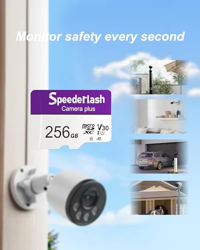 Image of Micro SDXC Memory Card 256GB-Speederlash Camera Plus TF Card with Adapter, Up to 100MB /s Read Speed, 4K UHD&5K Video Support, U1, V30, A1 Rated, Waterproof, for Security Camera, Dashcam