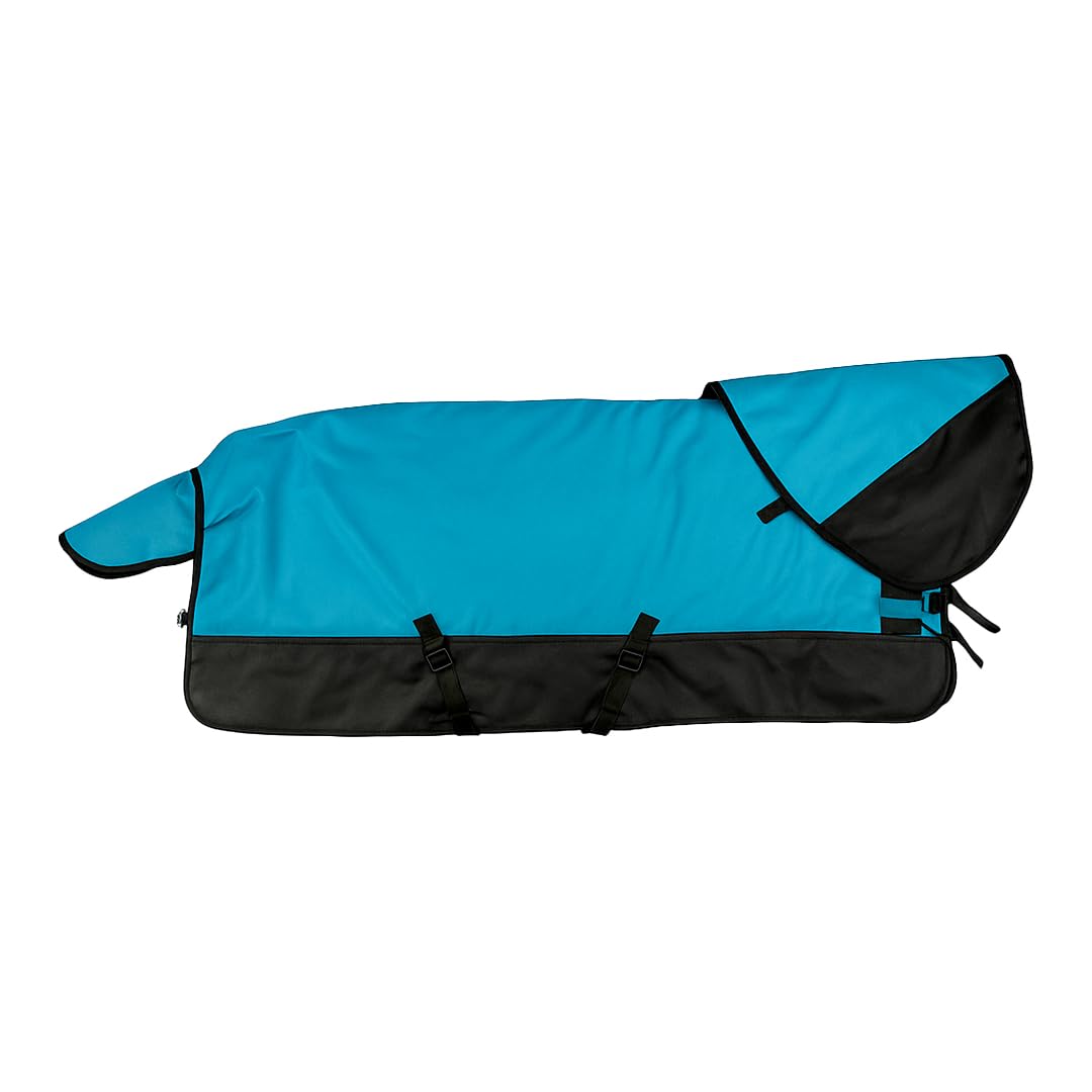 Horse Blanket Turnout Rug| Black Waterproof Winter| Rug| Coat| with Neck Cover, Large Blanket (150-200 gm of Fill) Fleece Fitted & Adjustable Turnout Winter Jhool 75" inches (Black).-image-25