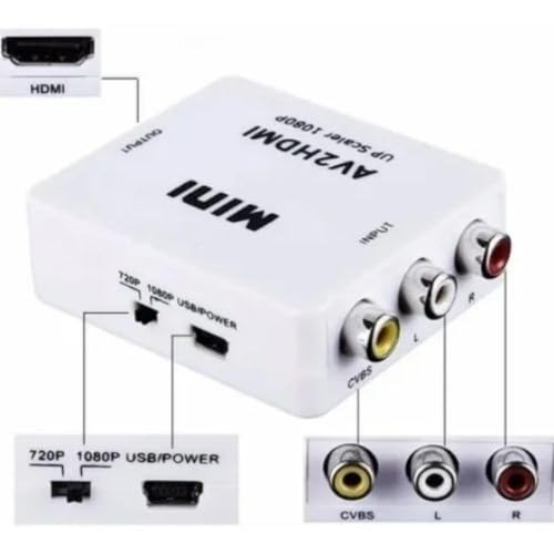 Conversor Adaptador Video 3 Rca Av P/Hdmi 1080P REAL Conversor De Vídeo e Áudio Conversor Rca Em Hdm