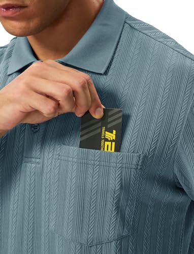 Image of TBMPOY Mens Casual Knit Polo with Pocket Textured Shirts Short Sleeve Classic Summer Vacation