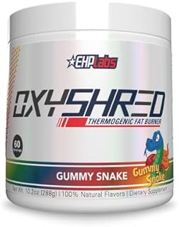EHPlabs OxyShred Thermogenic Shredding Supplement - Clinically Proven, Promotes Shredding, Energy Booster, Pre Workout, Mood Booster - Gummy Snake, 60 Servings