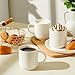 Sweese 10 Oz Stackable White Coffee Mug, Porcelain Coffee Mugs Sets of 6, Coffee Cups with Handle for Specialty Coffee Drinks, Cappuccino, Cafe Mocha, Latte and Tea, White