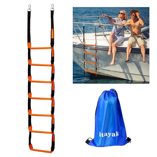 image for Itayak Boat Rope Ladder, 7 Step Boat Ladder, Foldable Assist Boarding 