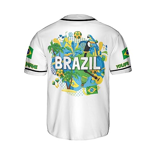 Camiseta personalizada de béisbol Brasil Rivelus con bandera 3D para hombres y mujeres miniatura 3