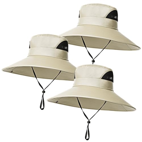 Image of Shyyween 3 Pcs Oversize XXL Sun Hats for Men Big Head Large Wide Brim Hats UPF 50+ Sun Protection Outdoor Fishing Gardening